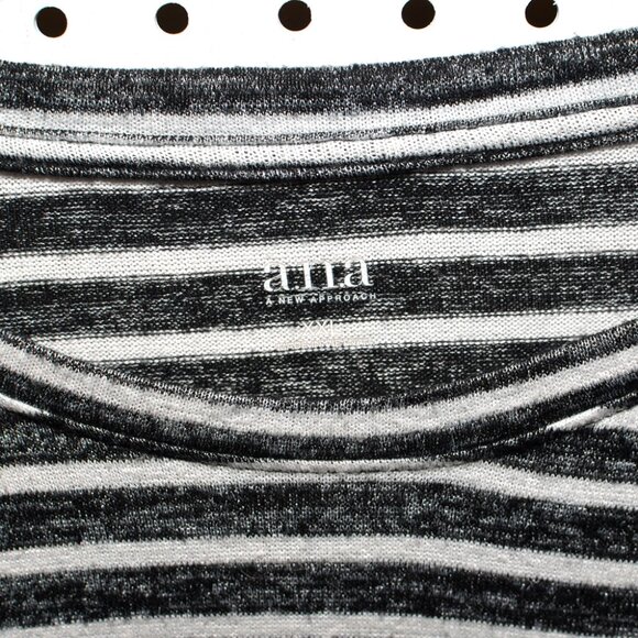 Plus Size XXL a.n.a Black & White Striped Rayon Stretch Knit Top With Side Tie - Picture 2 of 10